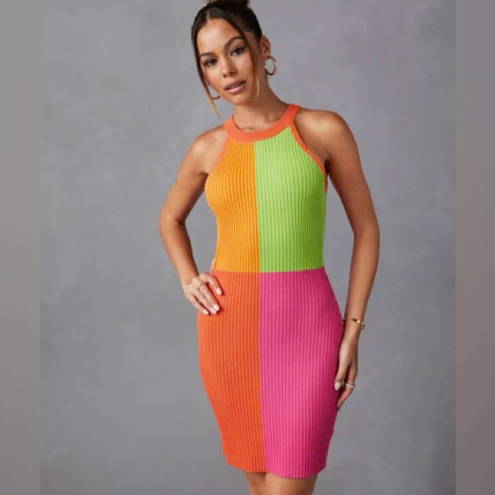 NWOT- VICI colorblock mini dress XS